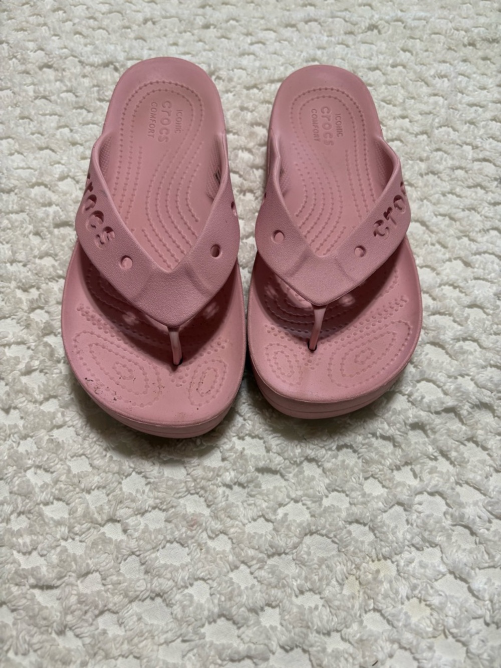 CROCS Pink Foam Flip Flop Sandals with Textured Footbed